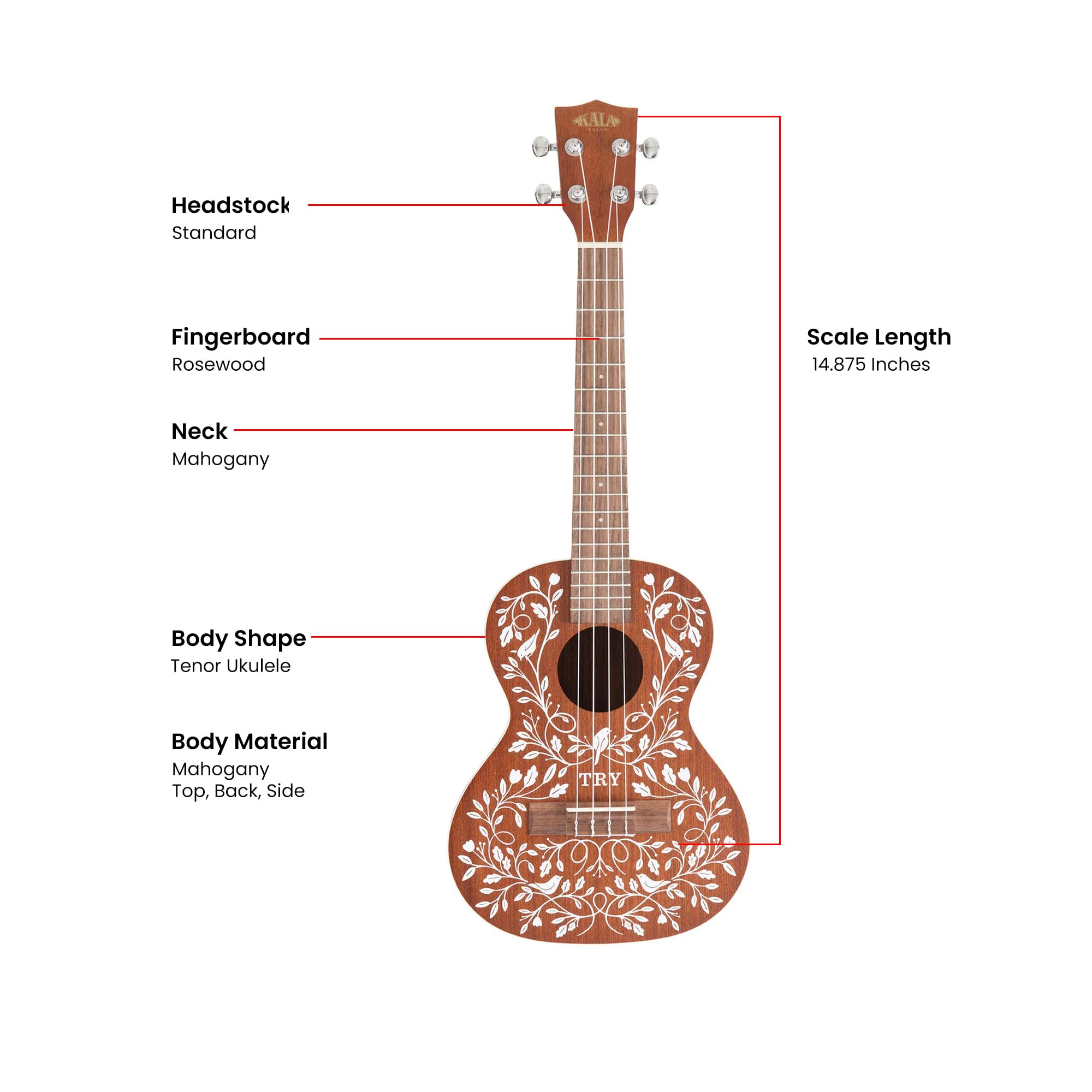 Kala LTP-MH Mandy Harvey Learn-to-Play Tenor Ukulele Starter Kit