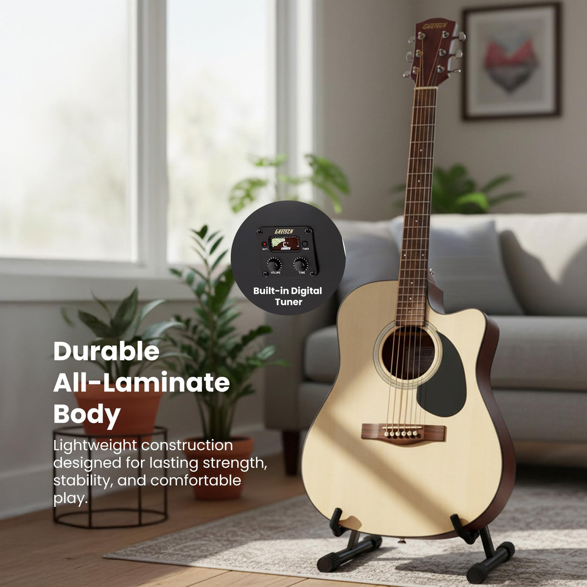 Gretsch Prelude D100CE Dreadnought Cutaway Acoustic-Electric Guitar - Natural