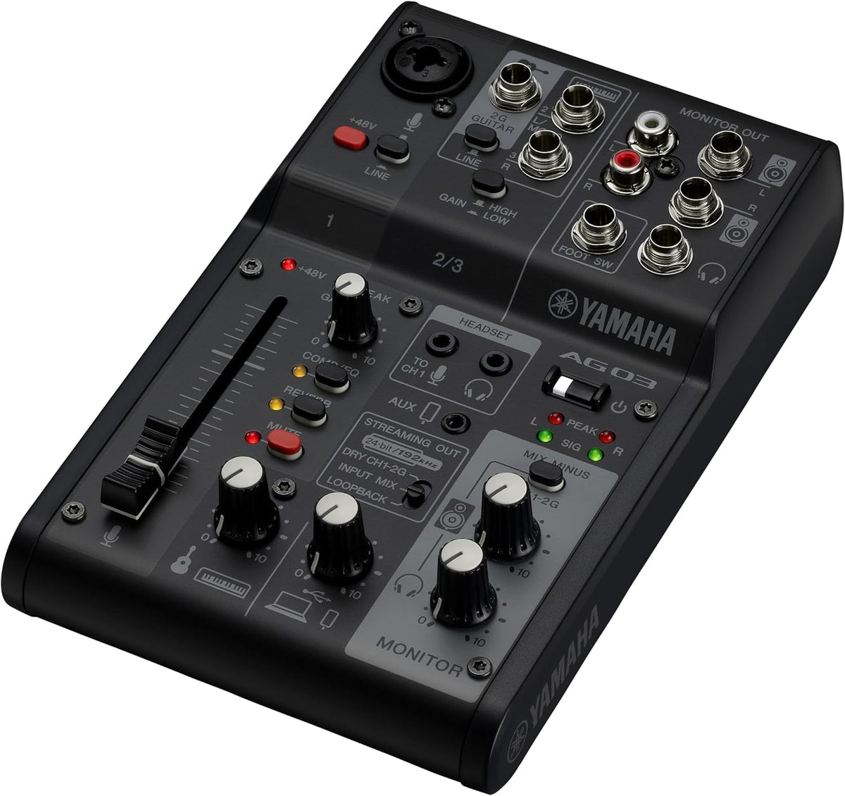 Yamaha AG03MK2 3-Channel Live Streaming Mixer - Black Pack with Headphones