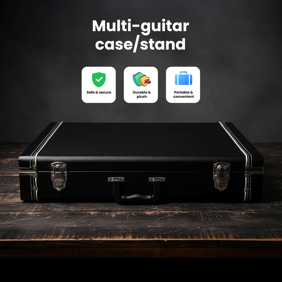 Gearlux Universal Guitar Stand Case for 6 Electric or 3 Acoustic Guitars - Teflon Covered Hardwood Exterior
