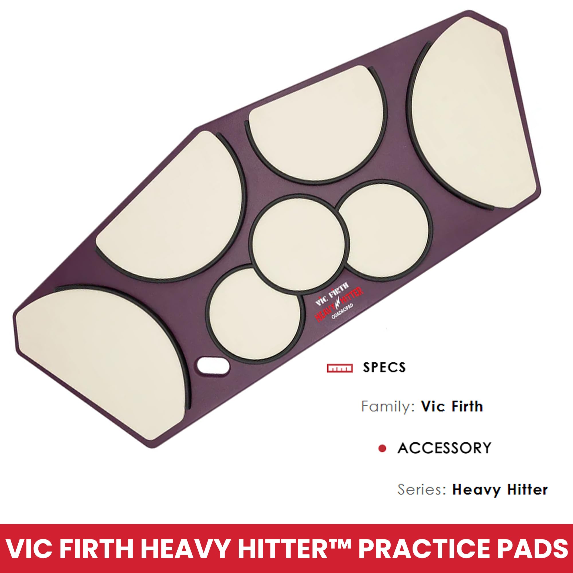 Vic Firth HHPQSR Heavy Hitter Quadropad Practice Pad with Rims - Small