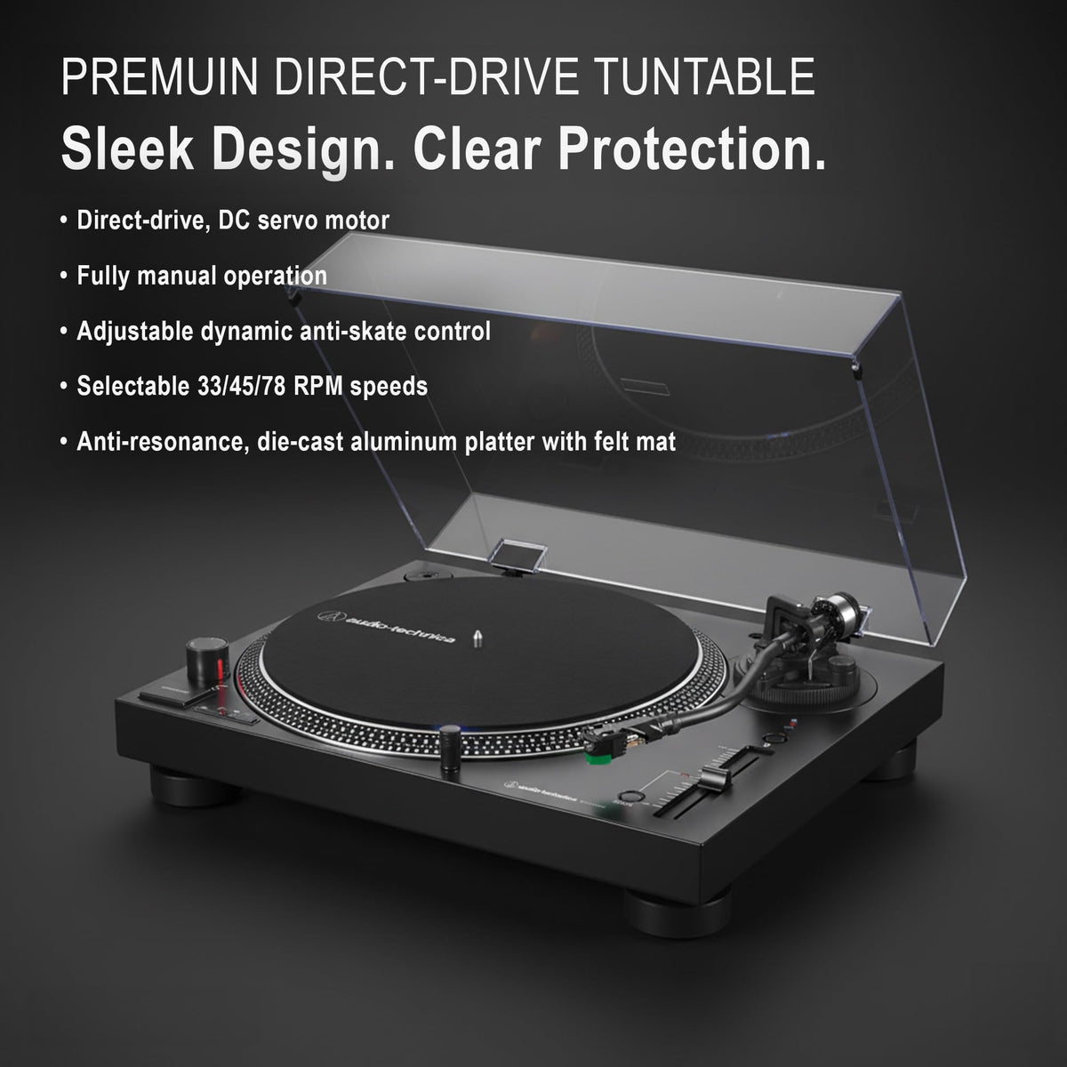 Audio-Technica AT-LP120XBT-USB Wireless Direct-Drive Turntable - Black w/ Headphones