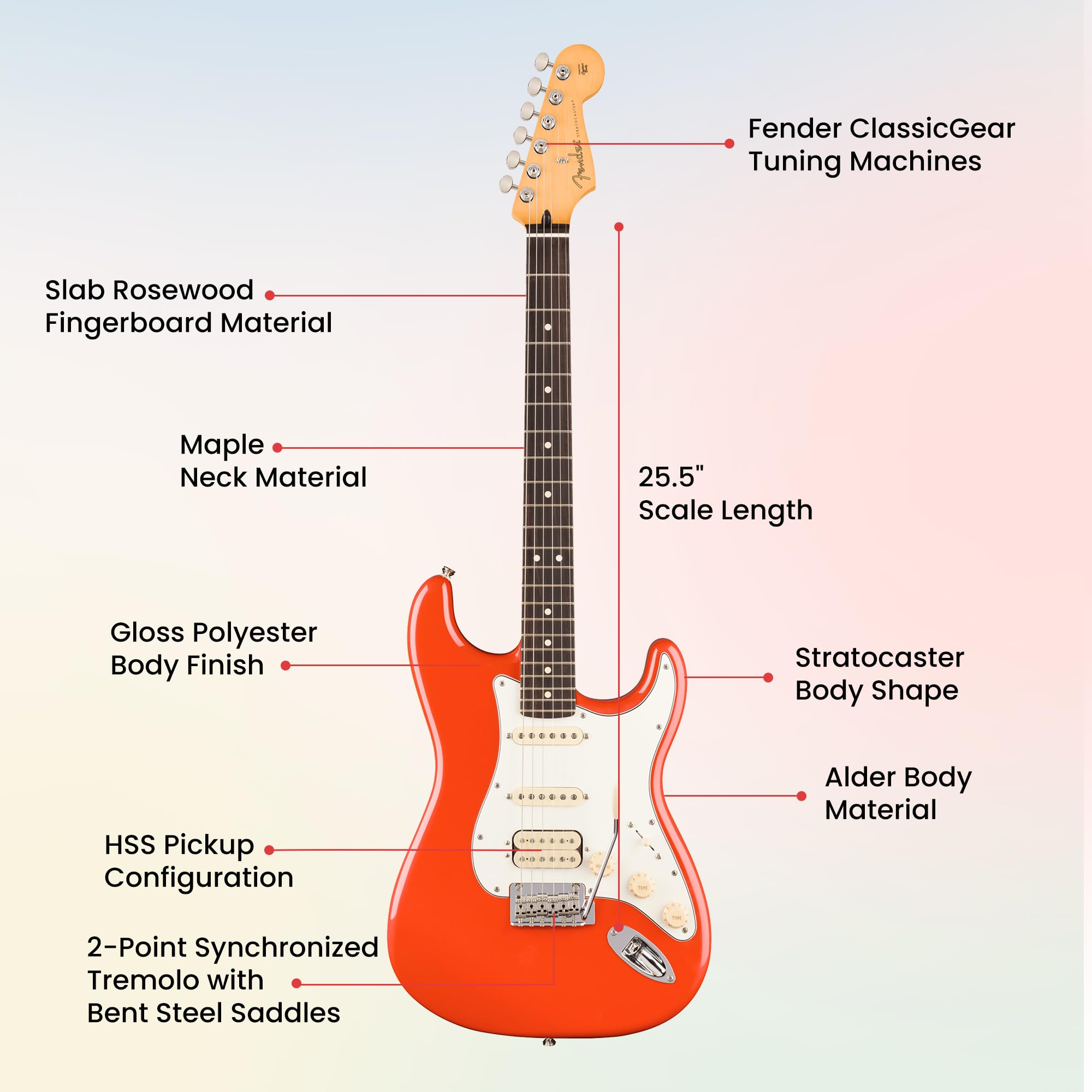 Fender Player II Stratocaster HSS - Rallye Orange w/ Cleaning Kit