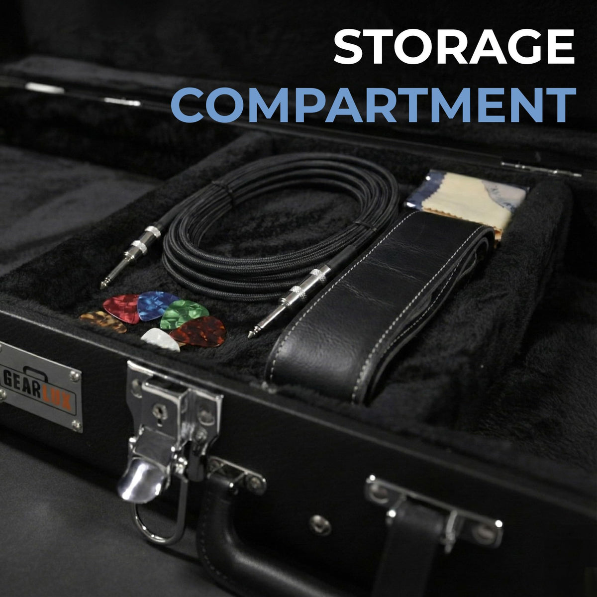 Gearlux Rectangular Electric Guitar Wooden Hard Case - Black
