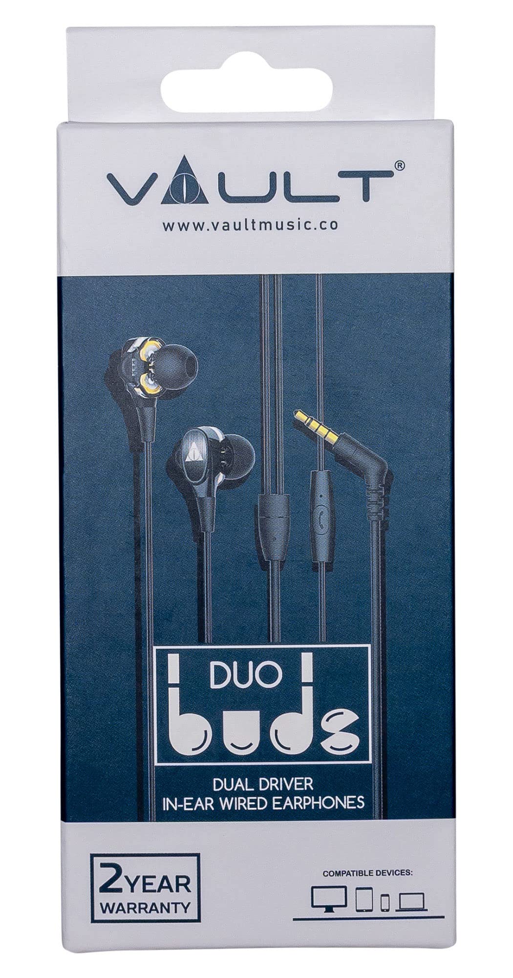 Vault Buds Duo Dual-Driver Headphones with In-Line Microphone