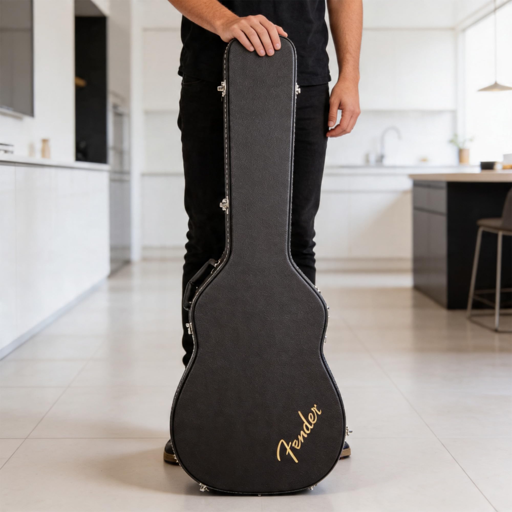 Fender Flat-Top Dreadnought Acoustic Guitar Hardshell Case with Plush Interior and Carry Handle