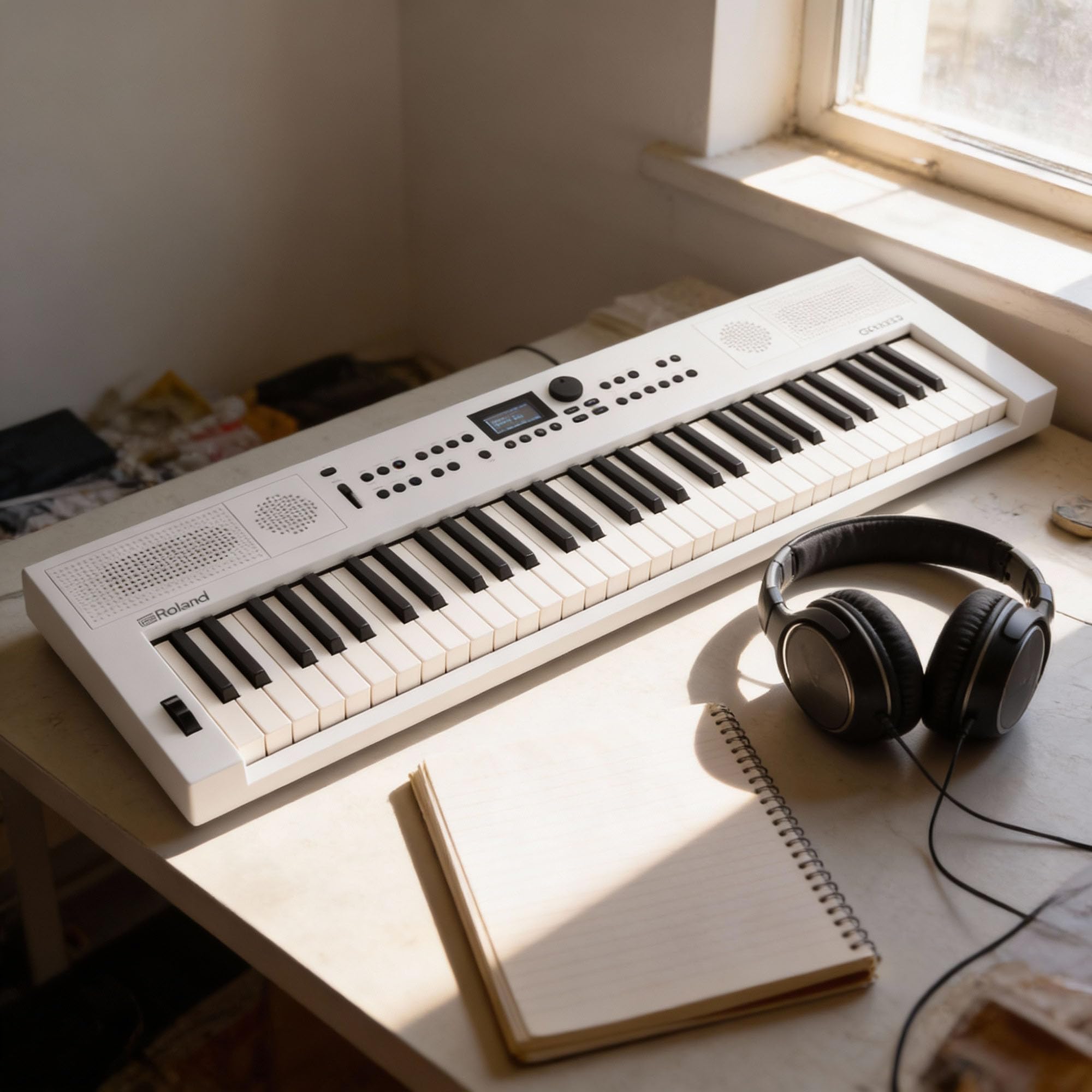 Roland GO:KEYS 5 Music Creation Keyboard - White w/ Adjustable Bench