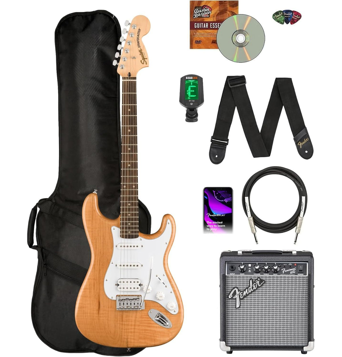 Fender Squier Affinity Stratocaster HSS - Natural w/ Frontman 10G Amplifier
