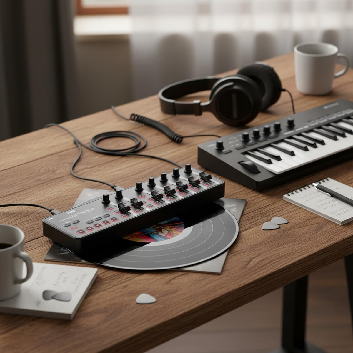 Korg nanoKONTROL2 Slim-Line USB Controller - Black w/ Headphones