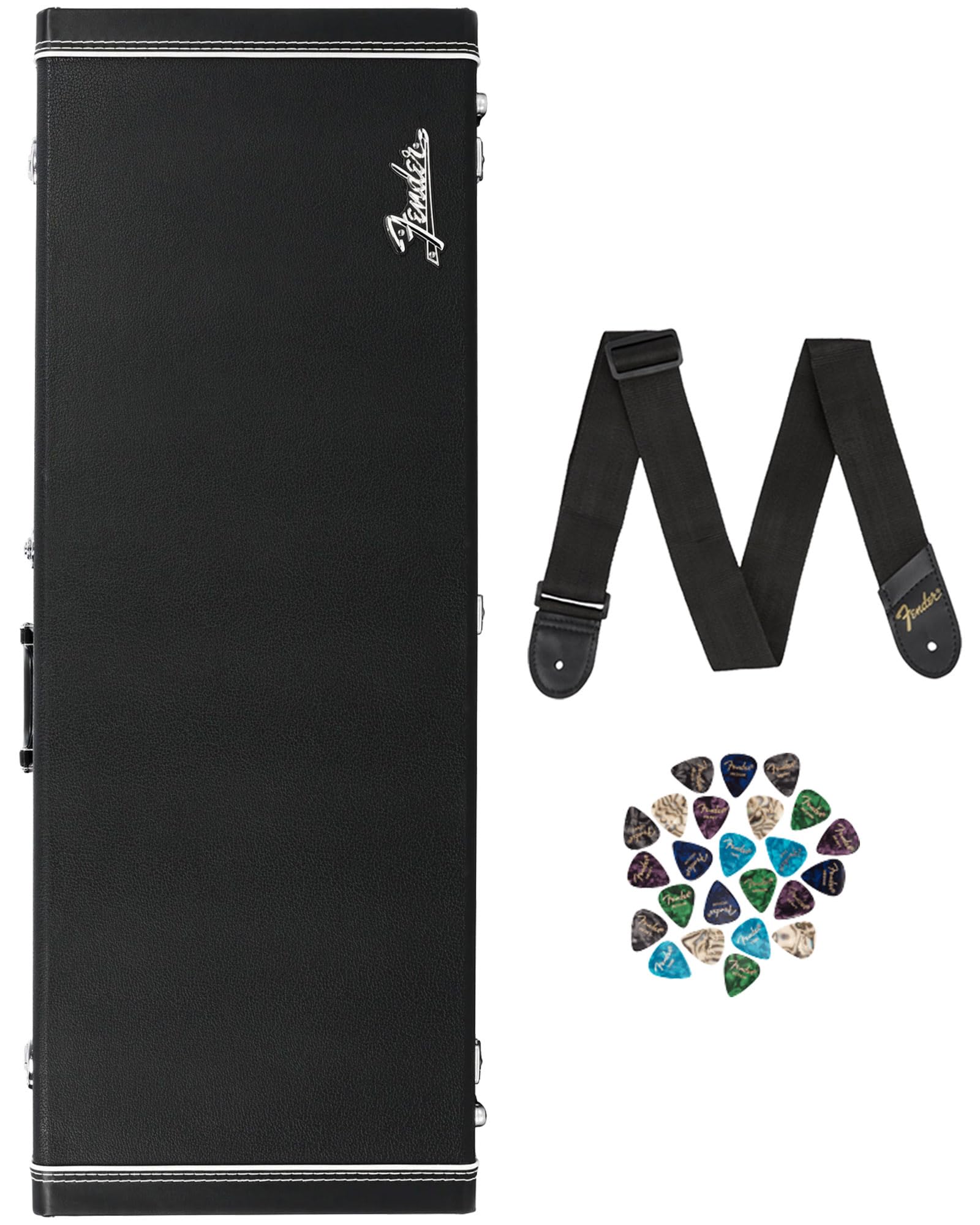 Fender Classic Series Wood Case for Jazzmaster/Jaguar - Black w/ Guitar Strap