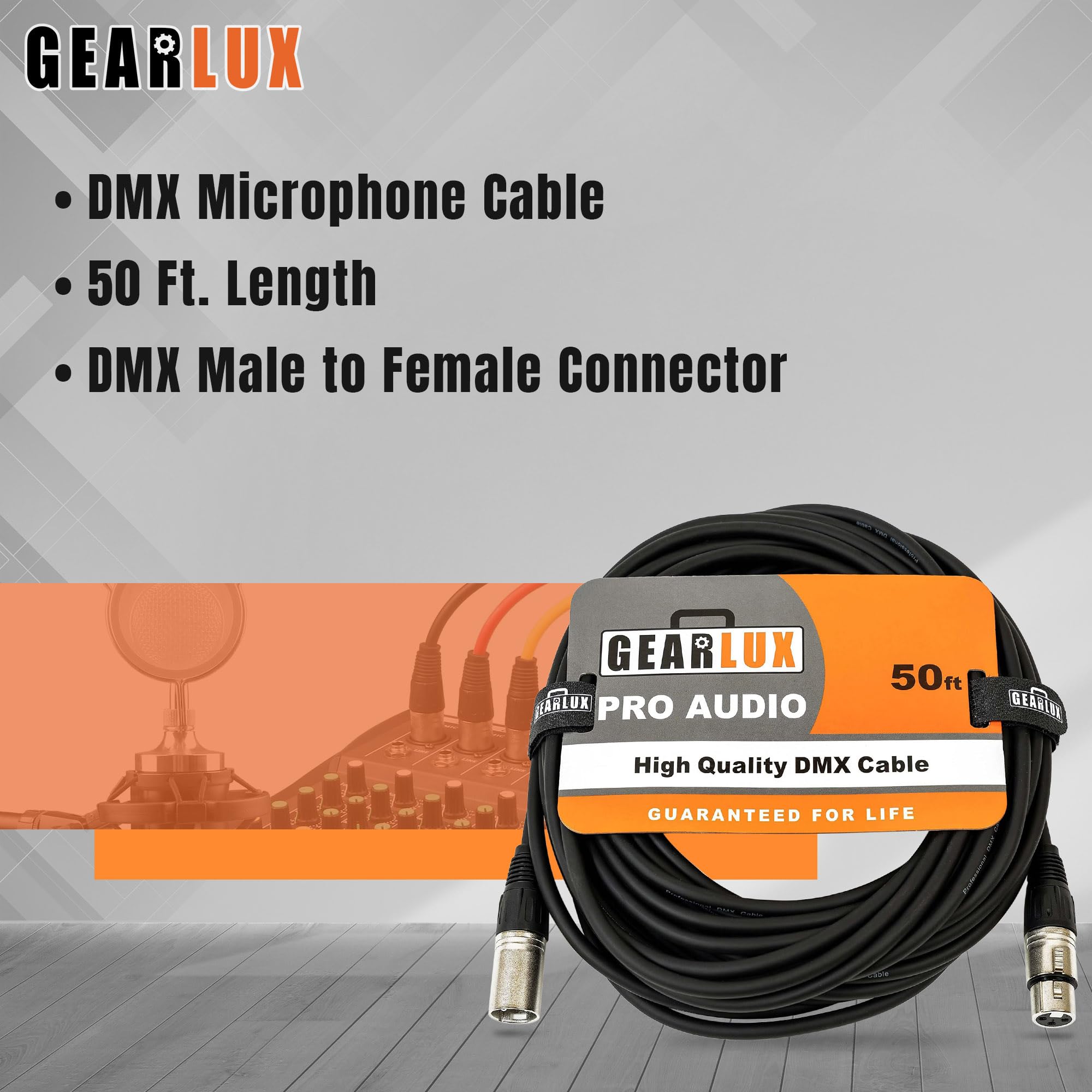 Gearlux 50-Foot 3-Pin Male-to-Female DMX Cable - 4 Pack