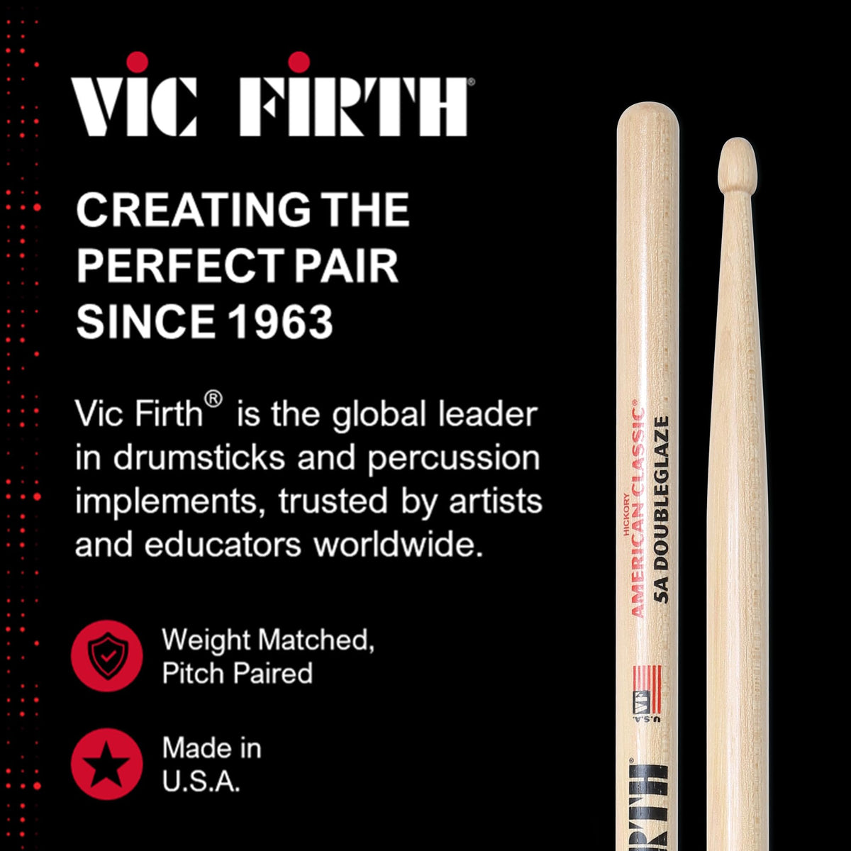 Vic Firth American Classic 5A Double Glaze Drumsticks - 3 Pack
