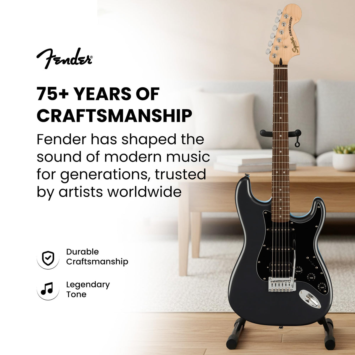 Fender Squier Affinity Stratocaster HSS - Charcoal Frost Metallic w/ Amplifier