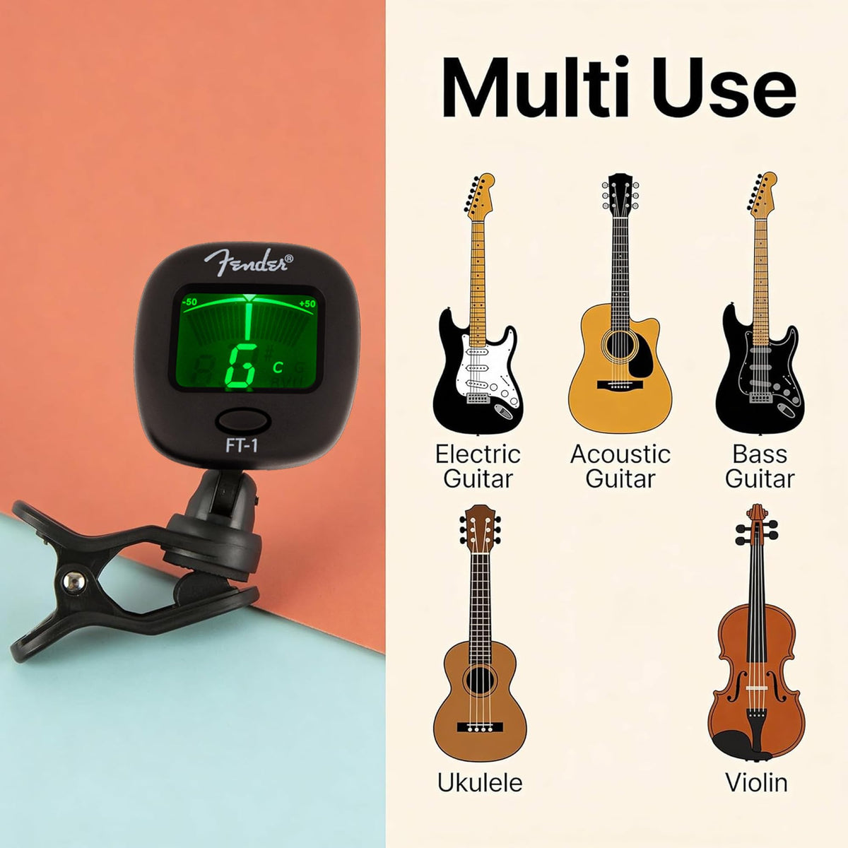 Fender FT-1 Professional Clip-On Chromatic Guitar Tuner