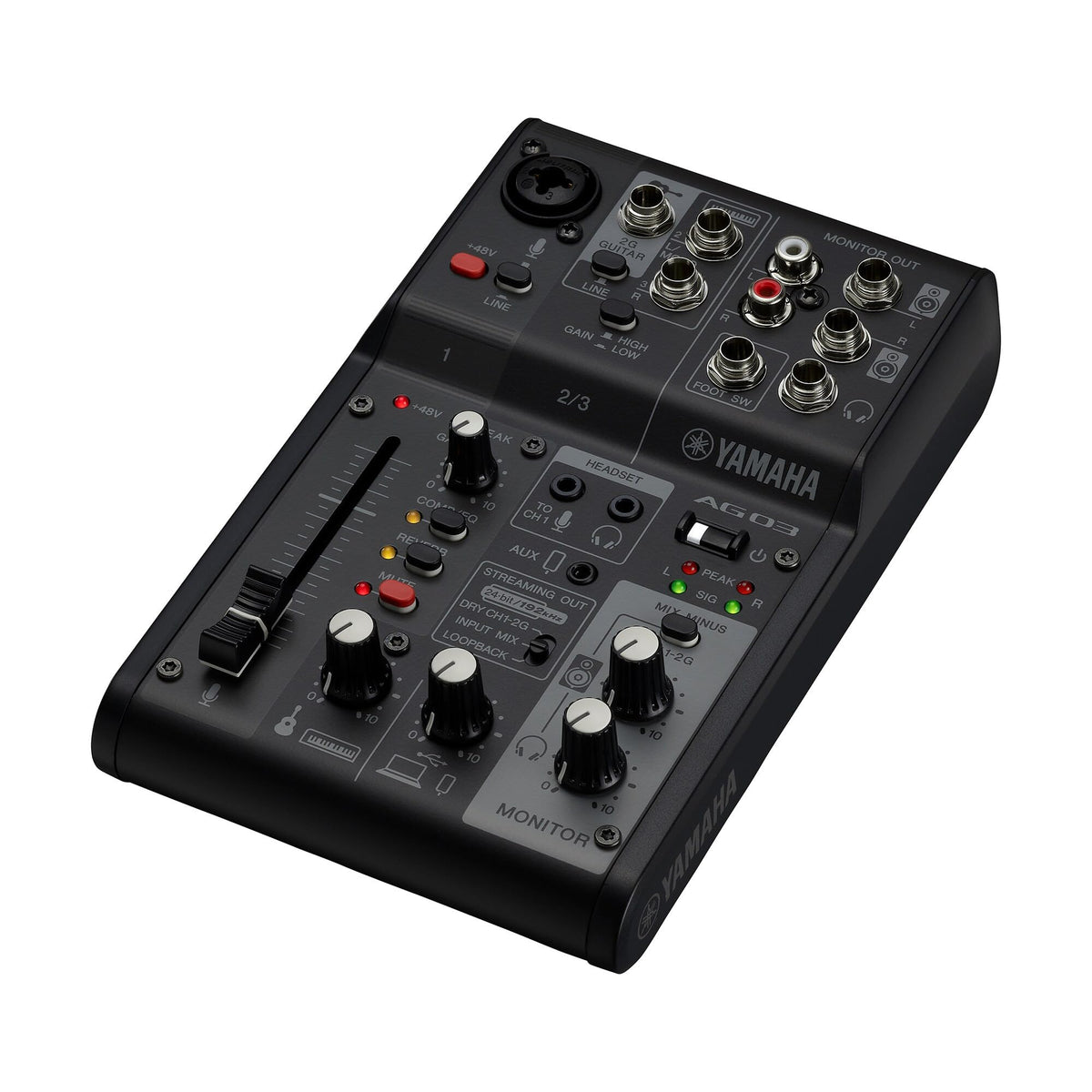 Yamaha AG03MK2 AG03MK2 3-Channel Loopback Audio USB Mixer - Black