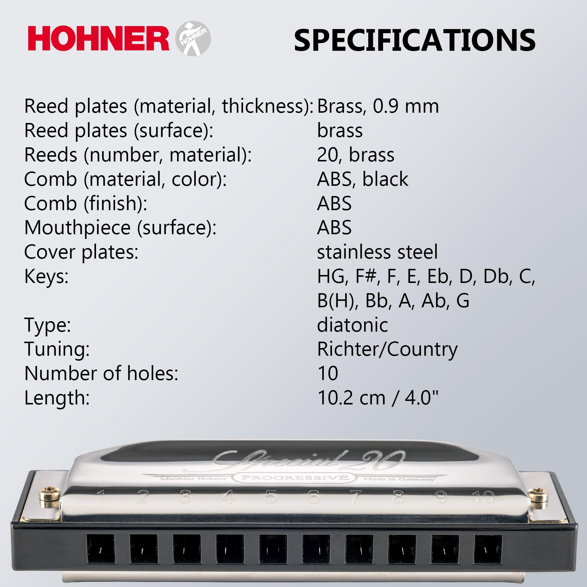 Hohner Special 20 Harmonica - Key of C w/ Key Stickers