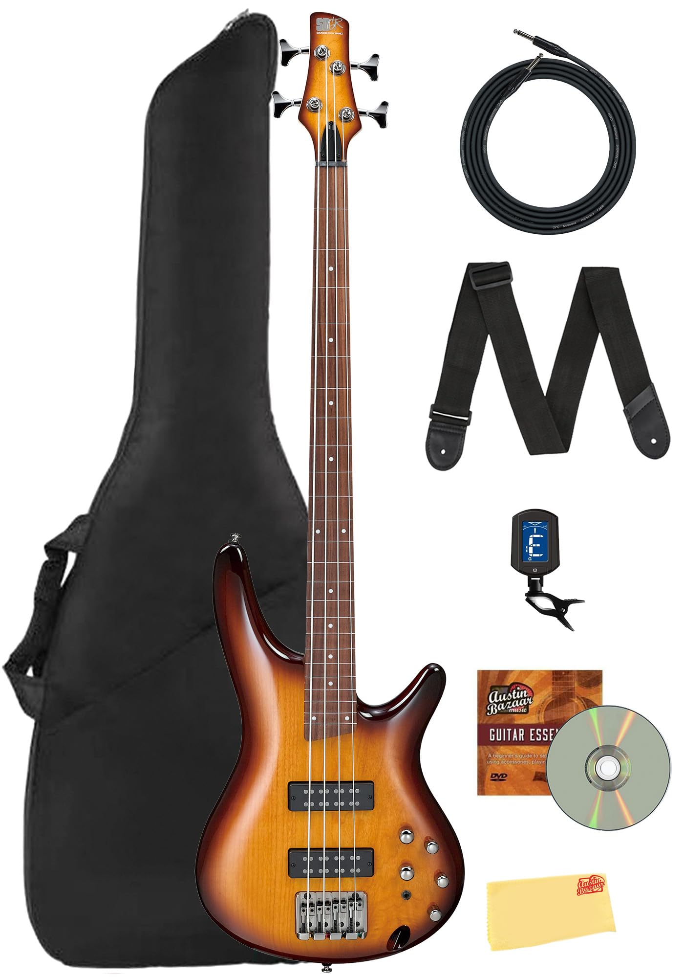 Ibanez SR370EF SR Standard Fretless Bass Guitar - Brown Burst w/ Gig Bag