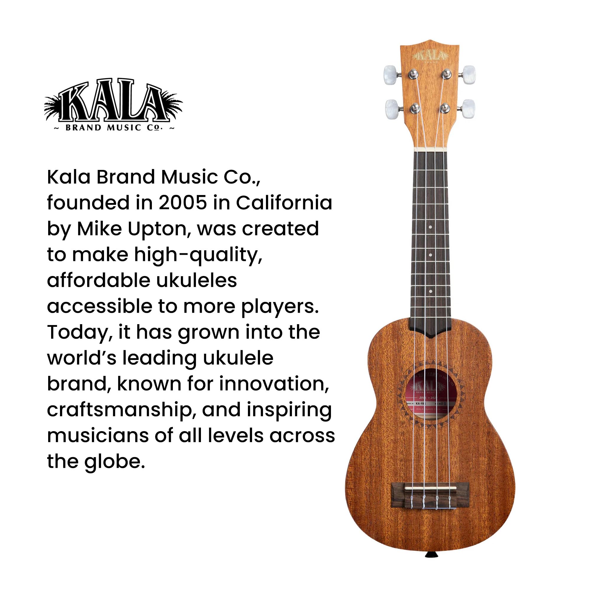 Kala KA-15S Satin Mahogany Soprano Ukulele w/ Gig Bag