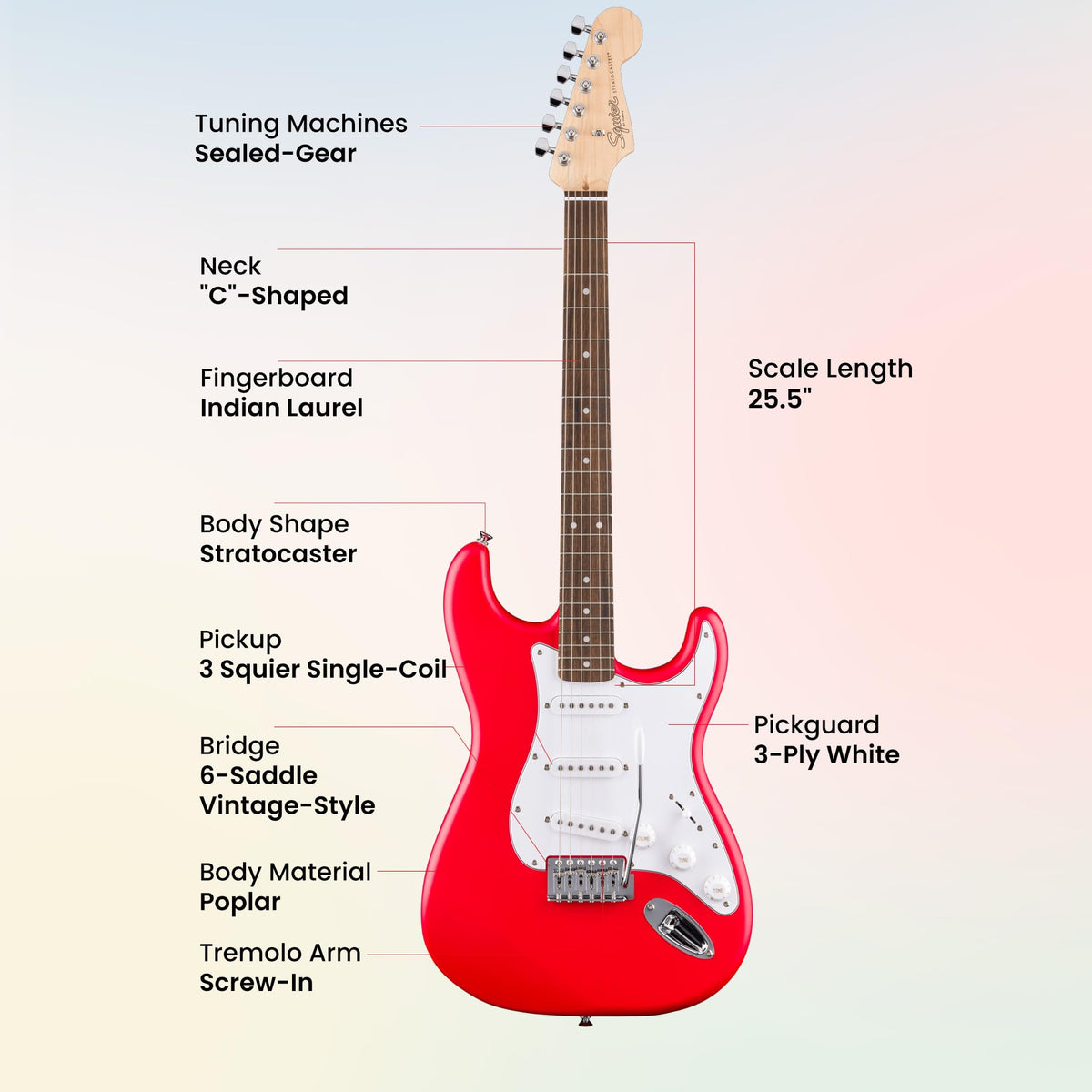 Fender Squier Stratocaster - Torino Red w/ Amplifier