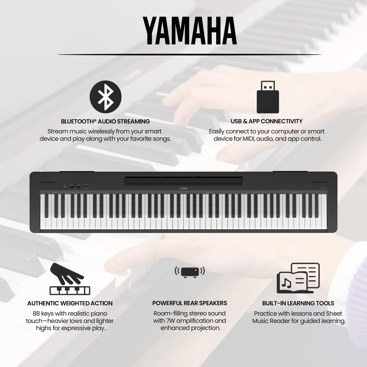 Yamaha P-145BT Bluetooth 88-Key Digital Piano