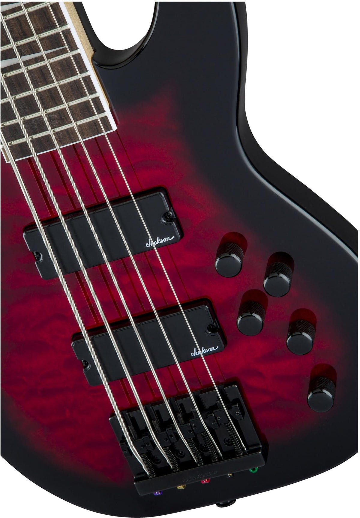 Jackson Concert Bass JS3VQ Bass Guitar - Transparent Red Burst w/ Instrument Cable