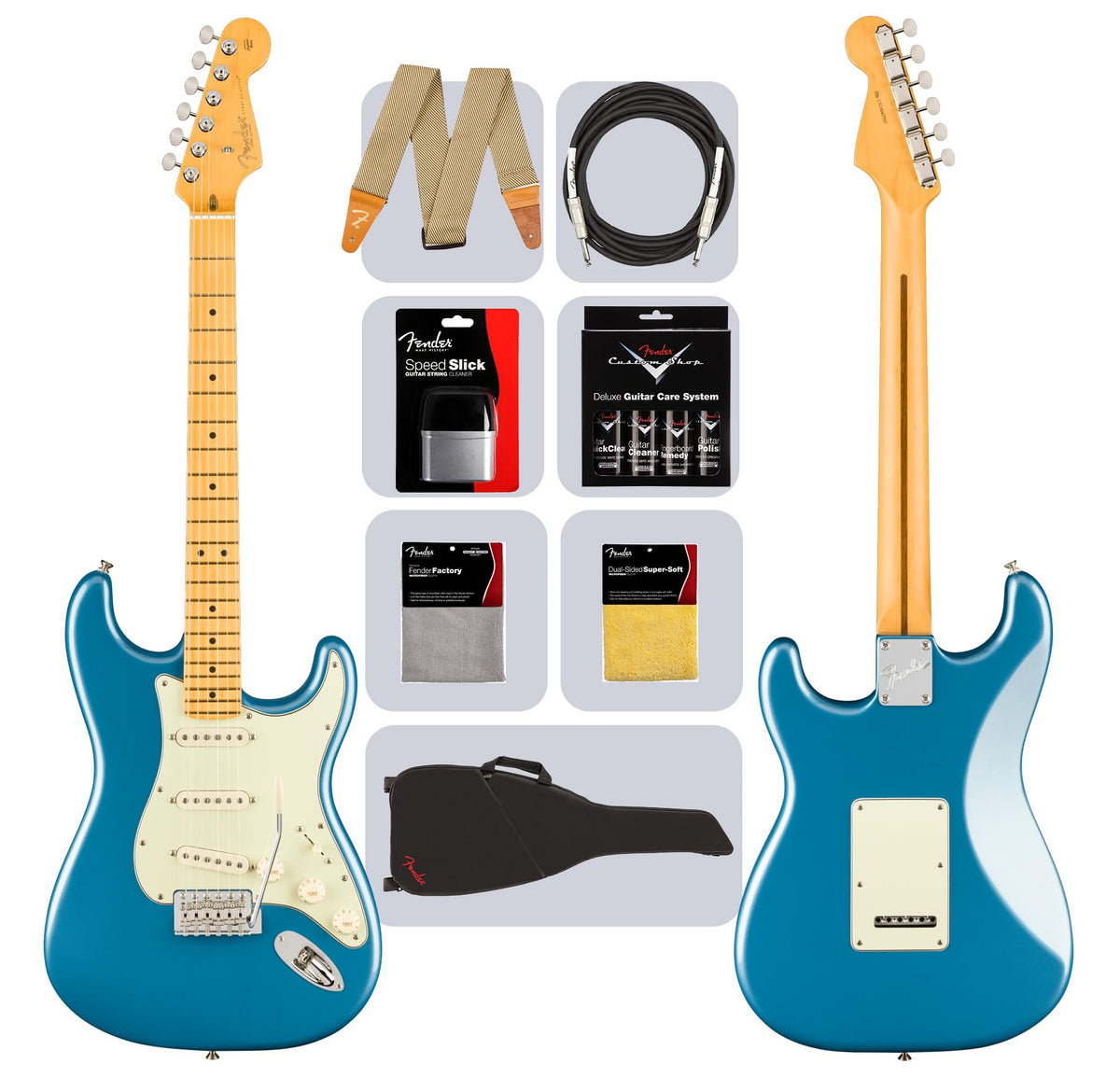 Fender American Professional Classic Stratocaster - Faded Lake Placid Blue w/ Cleaning Kit