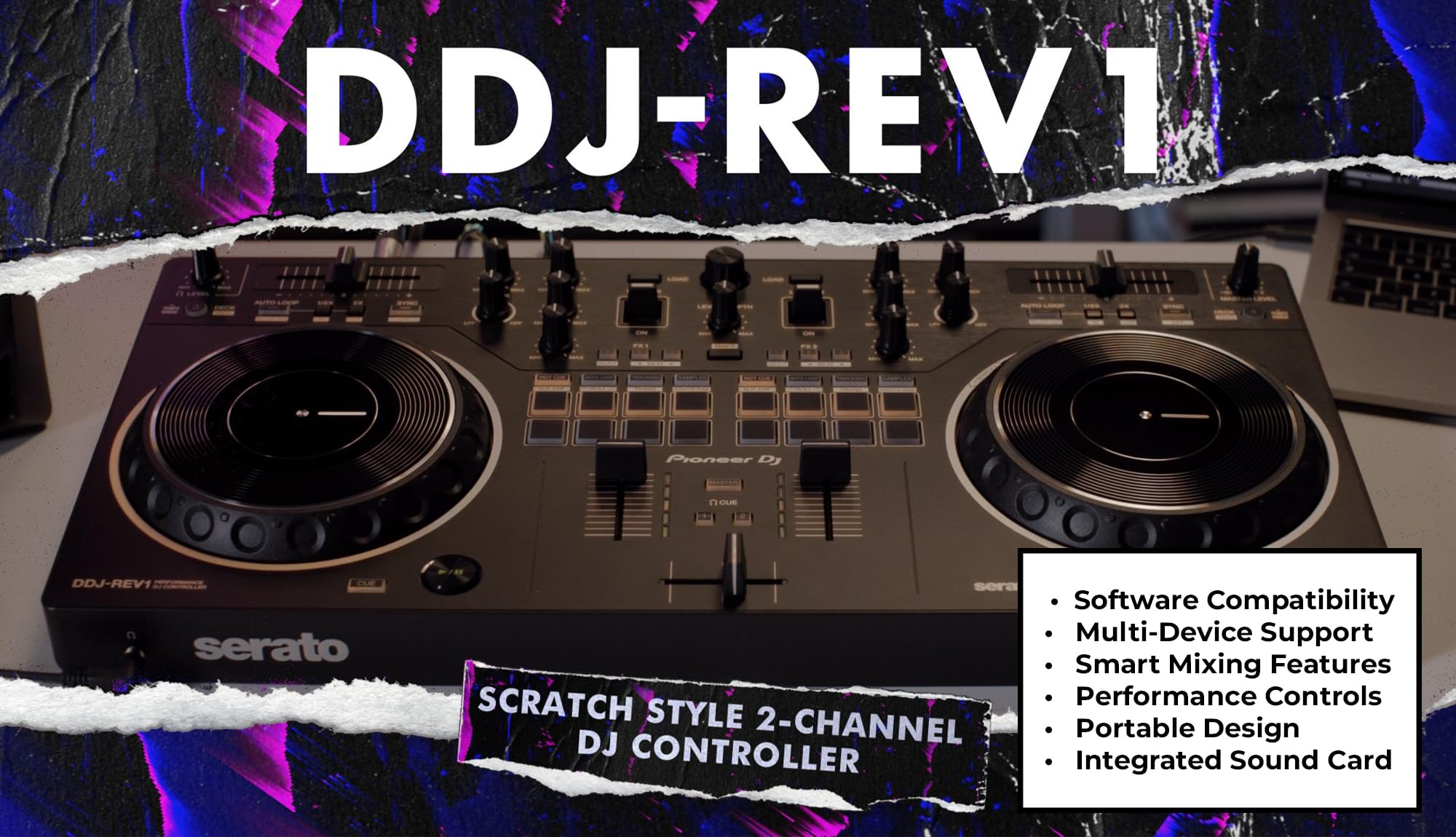 Pioneer DJ DDJ-REV1 Scratch-Style 2-Channel DJ Controller w/ Case