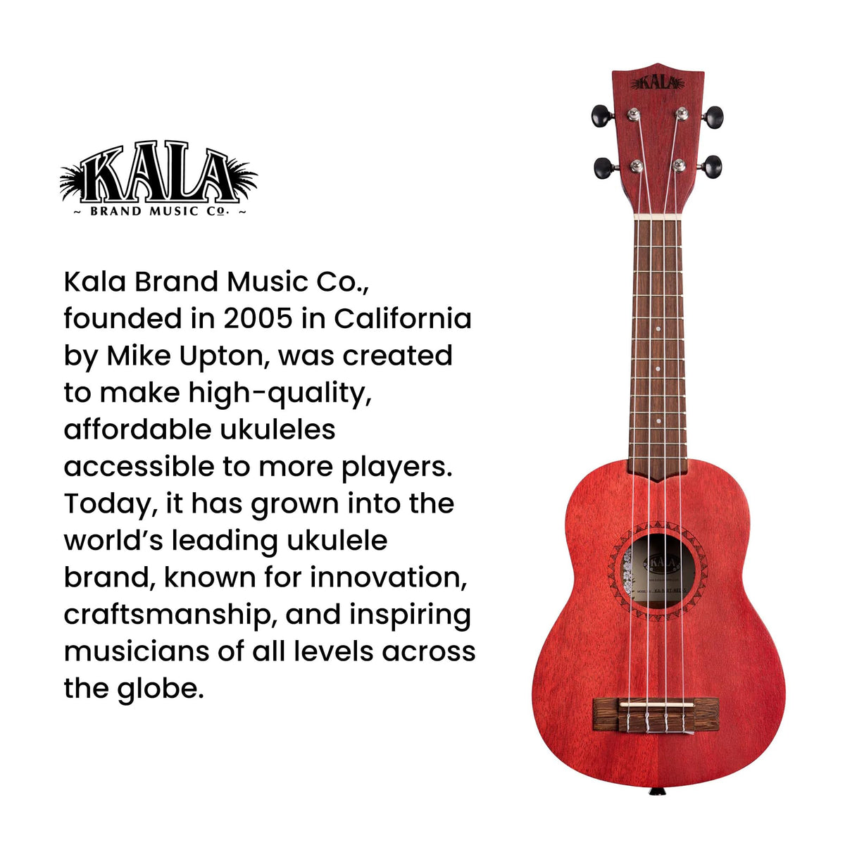 Kala MRT-RED-S Modern Meranti Soprano Ukulele - Adobe Red