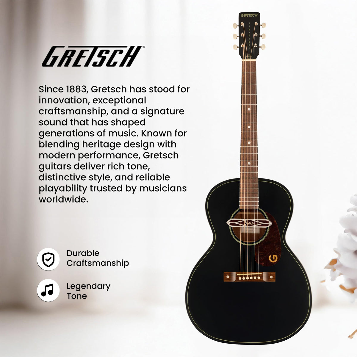Gretsch Jim Dandy Deltoluxe Concert Acoustic-Electric Guitar - Black Top