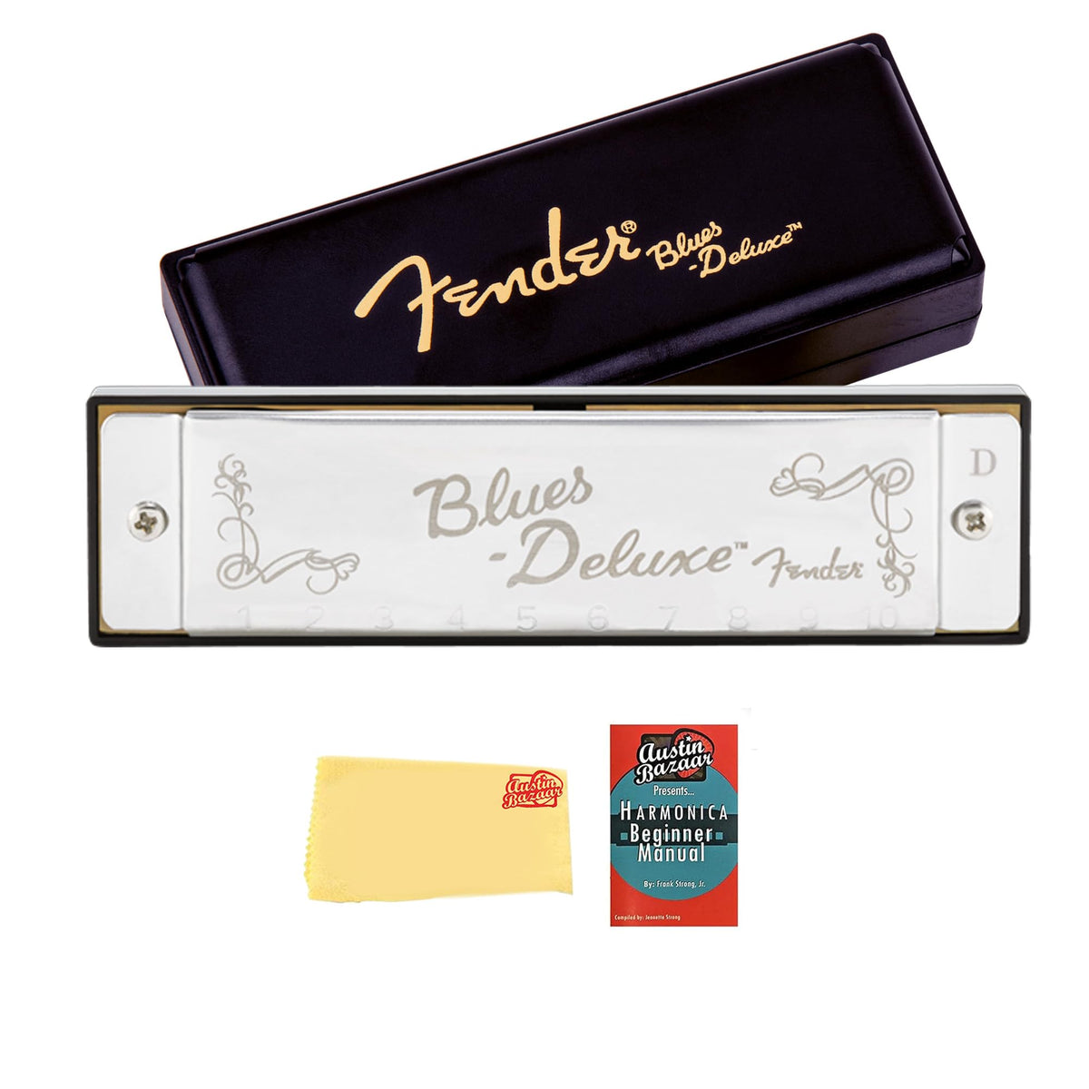 Fender Blues Deluxe Harmonica - Key of D w/ Austin Bazaar Instructional Manual