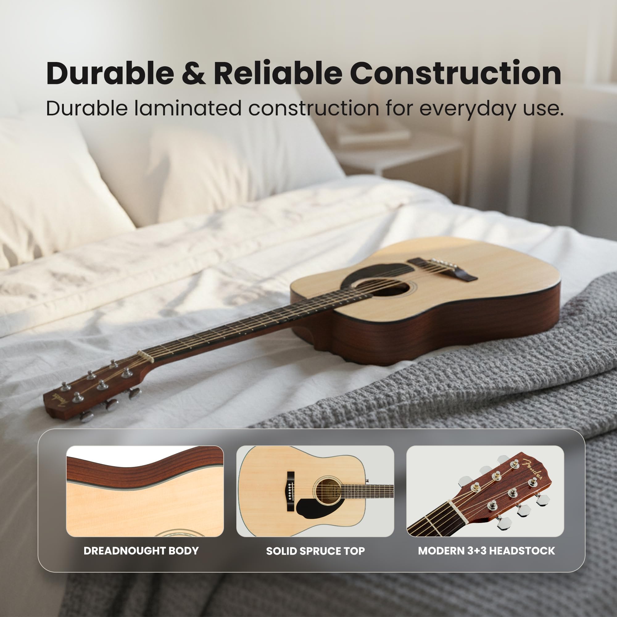 Fender FA-125 Dreadnought Acoustic Guitar - Natural w/ Gig Bag