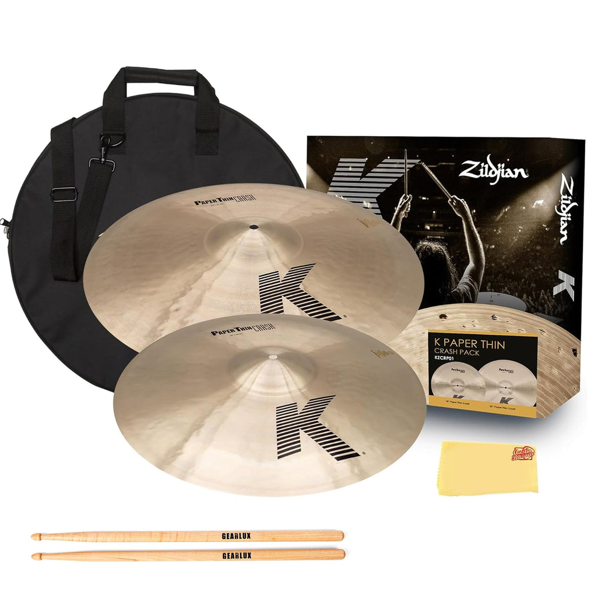 Zildjian KZCRP01 K Paper Thin Crash Cymbal Pack 18/21 w/ Cymbal Bag