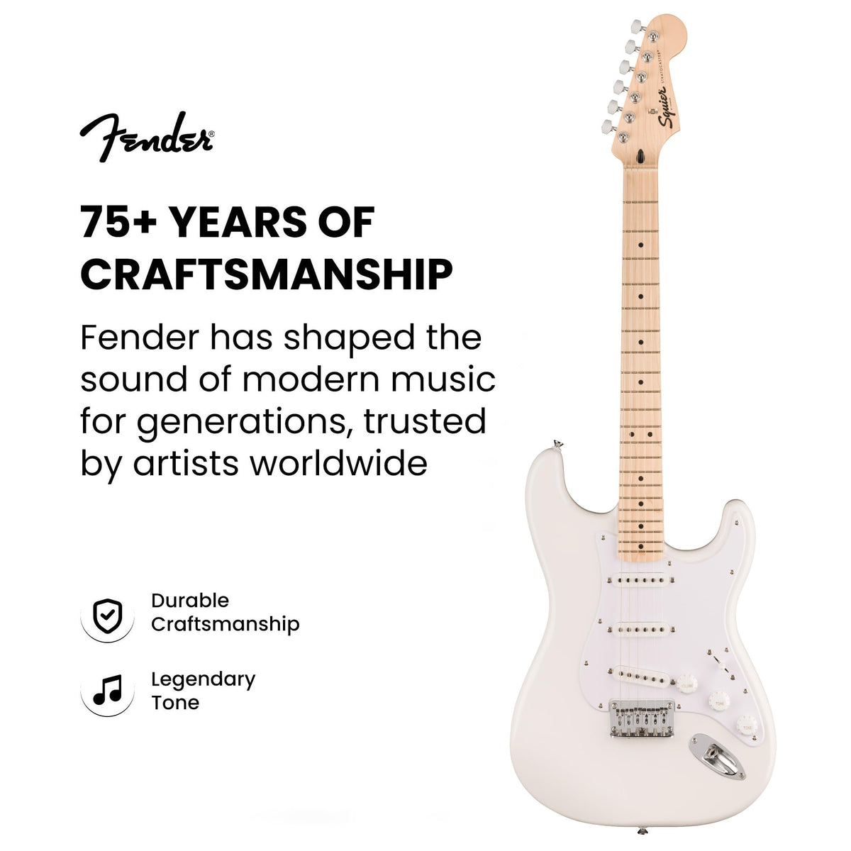 Fender Squier Sonic Stratocaster HT - Arctic White w/ Mustang Micro
