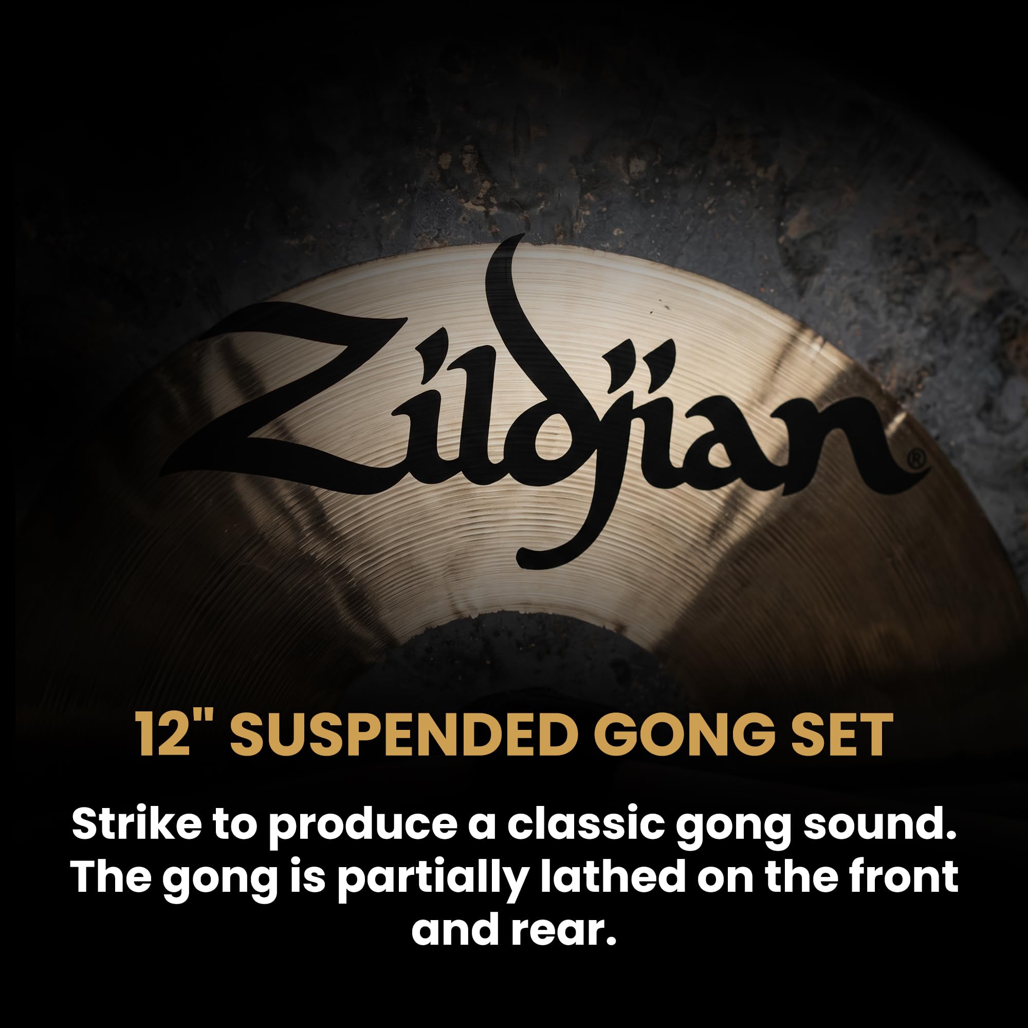 Zildjian P0565 12" Traditional Gong and Table-Top Stand Set