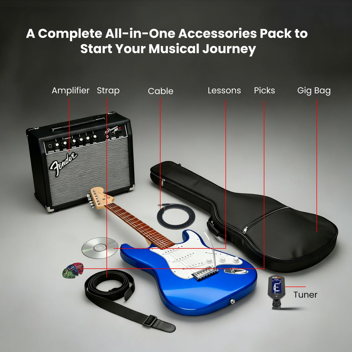 Fender Squier Sonic Stratocaster Pack - Sapphire Blue Transparent