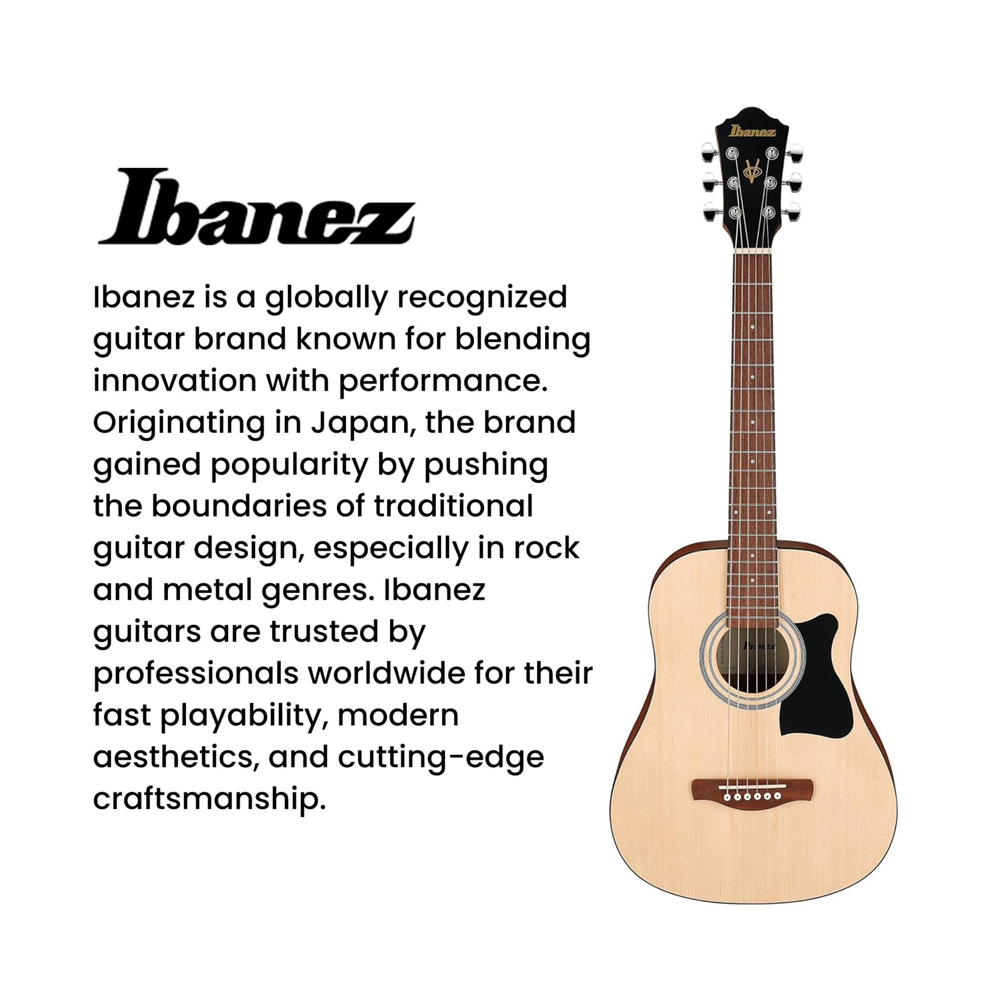 Ibanez IJV30 JamPack 3/4-Size Mini Dreadnought Acoustic Guitar Pack - Open Pore Natural w/ Gig Bag