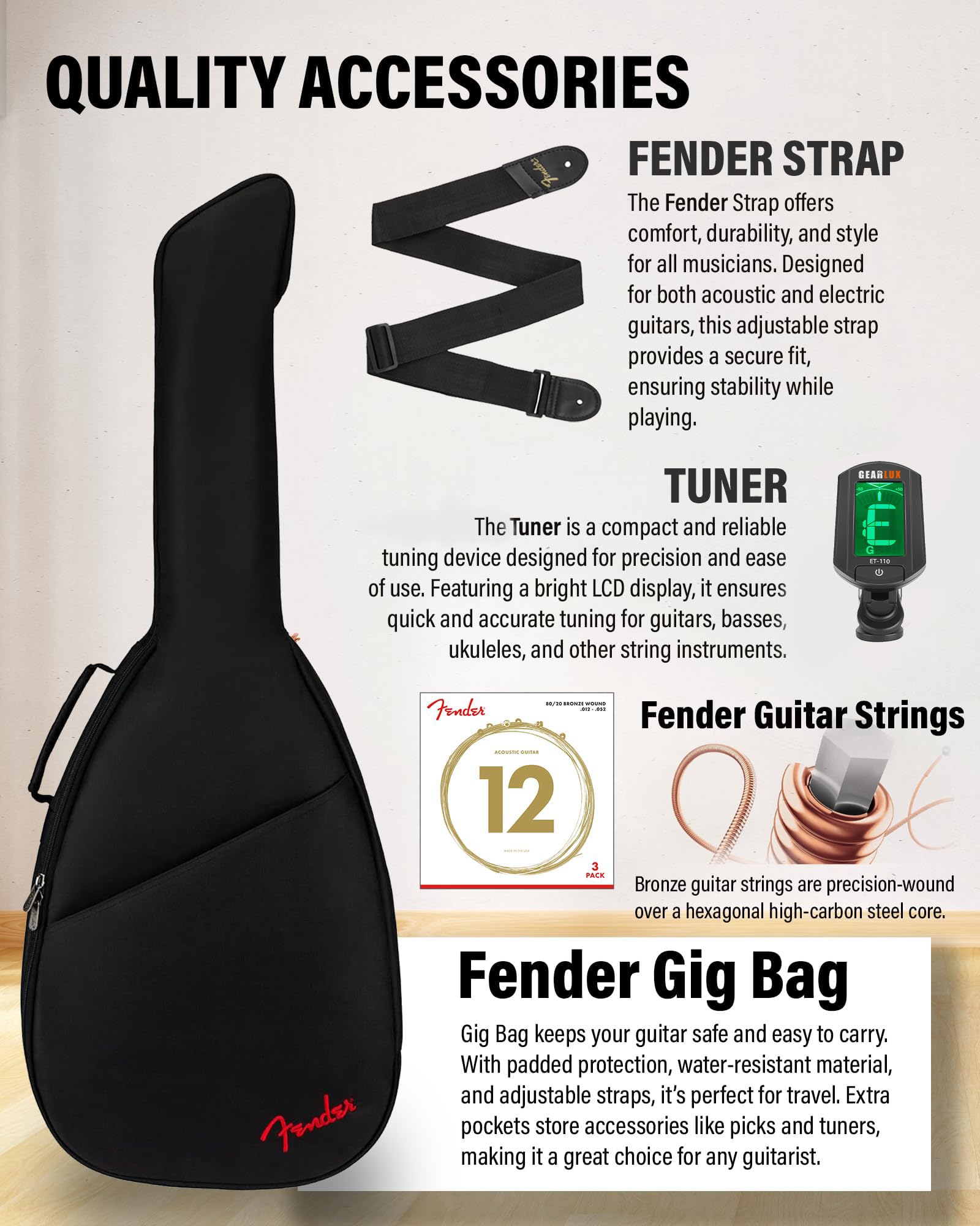 Fender Redondo Mini 3/4-Size Kids Acoustic Guitar - Sunburst w/ Gig Bag