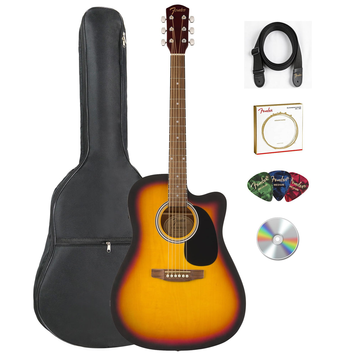 Fender FA-25CE Dreadnought Acoustic-Electric Guitar - Sunburst w/ Gig Bag