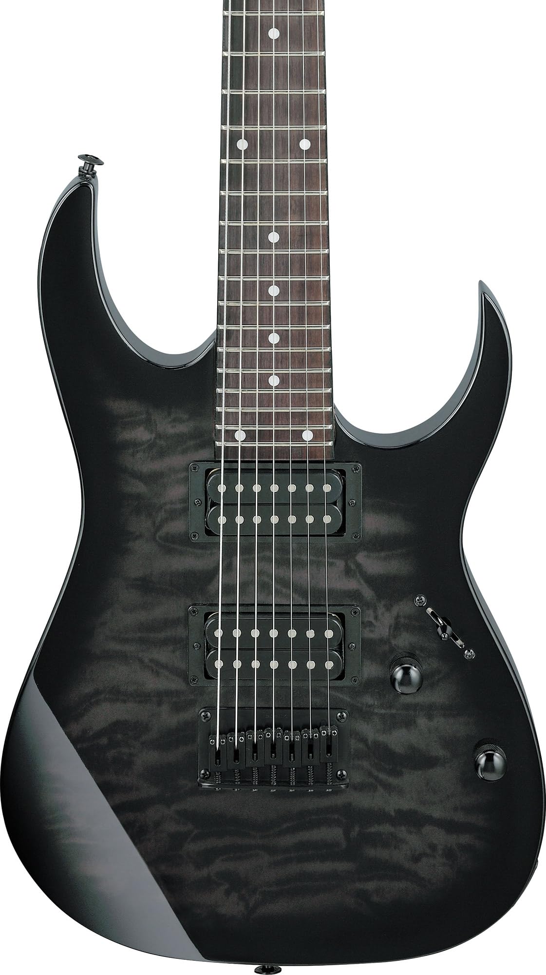 Ibanez GRG7221QA RG Gio 7-String Electric Guitar - Transparent Black Sunburst w/ Gig Bag