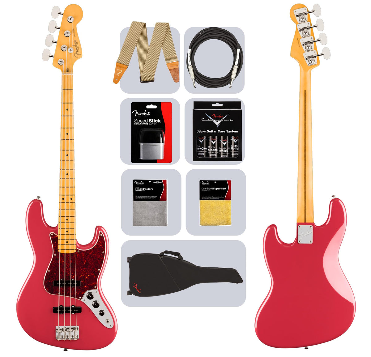 Fender American Professional Classic Jazz Bass - Faded Dakota Red w/ Cleaning Kit