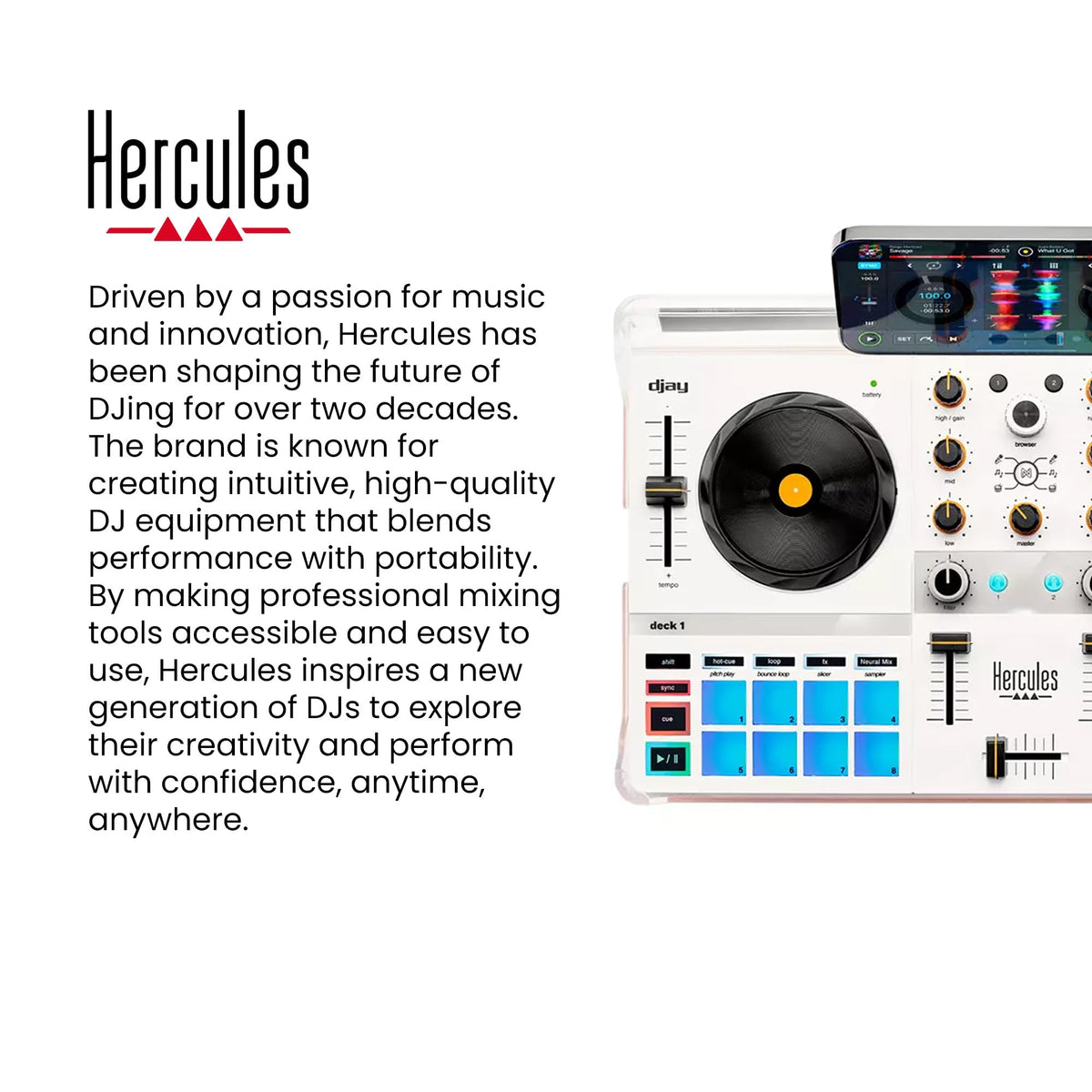 Hercules DJControl Mix Ultra Wireless DJ Controller for Smartphones w/ Case
