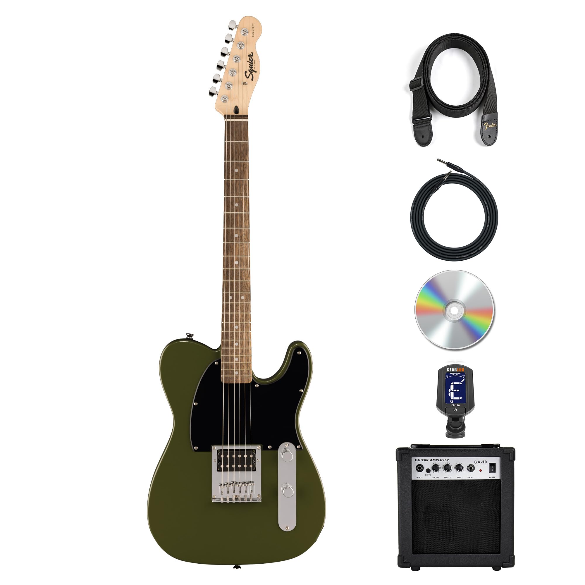 Fender Squier Sonic Esquire H Electric Guitar - Olive w/ Amplifier
