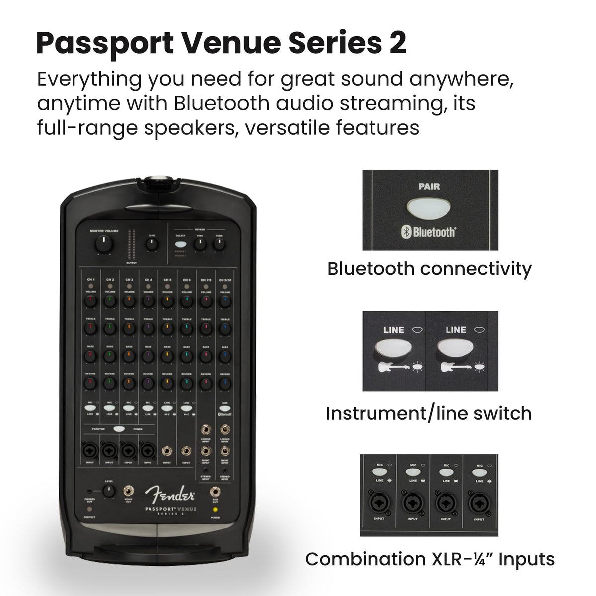 Fender Passport Venue S2 Portable PA System w/ Stands