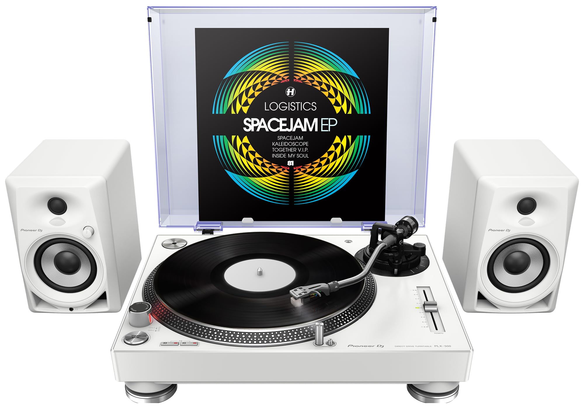 Pioneer DJ PLX-500 Direct Drive Turntable - White w/ Headphones