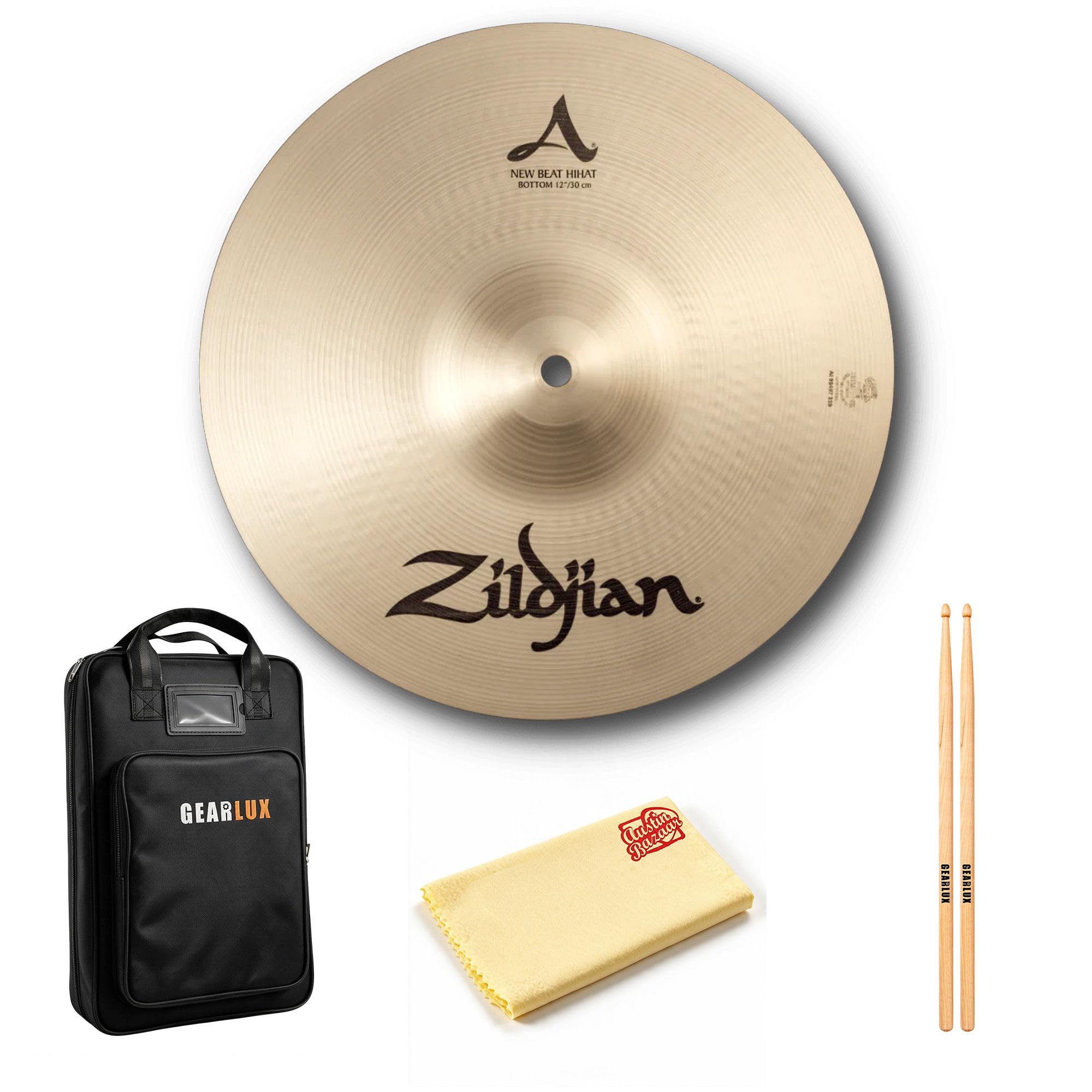 Zildjian A0113 12" A New Beat Hi-Hat Cymbals - Pair w/ Drumstick Bag