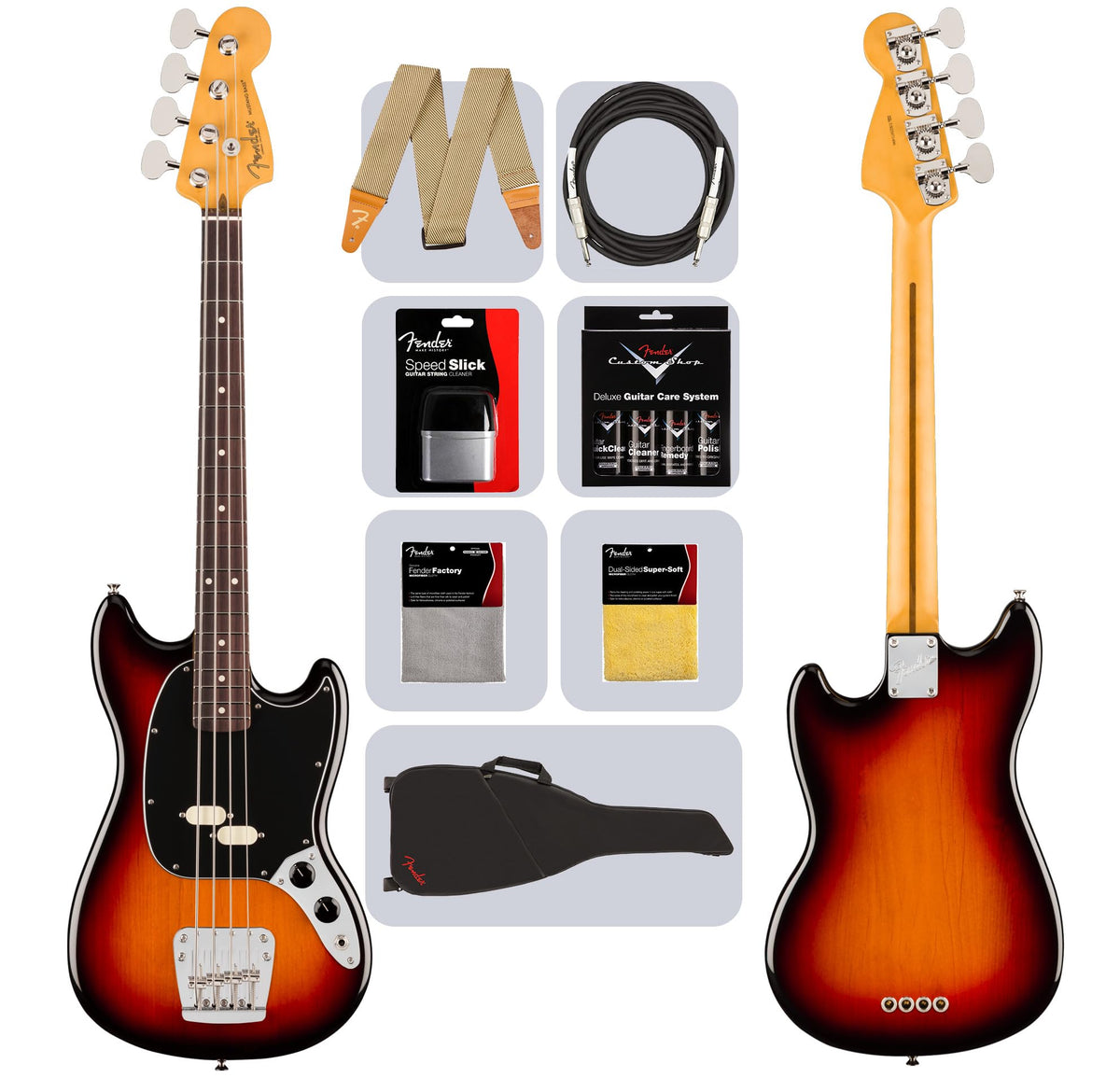 Fender American Professional Classic Mustang Bass - 3-Color Sunburst w/ Cleaning Kit