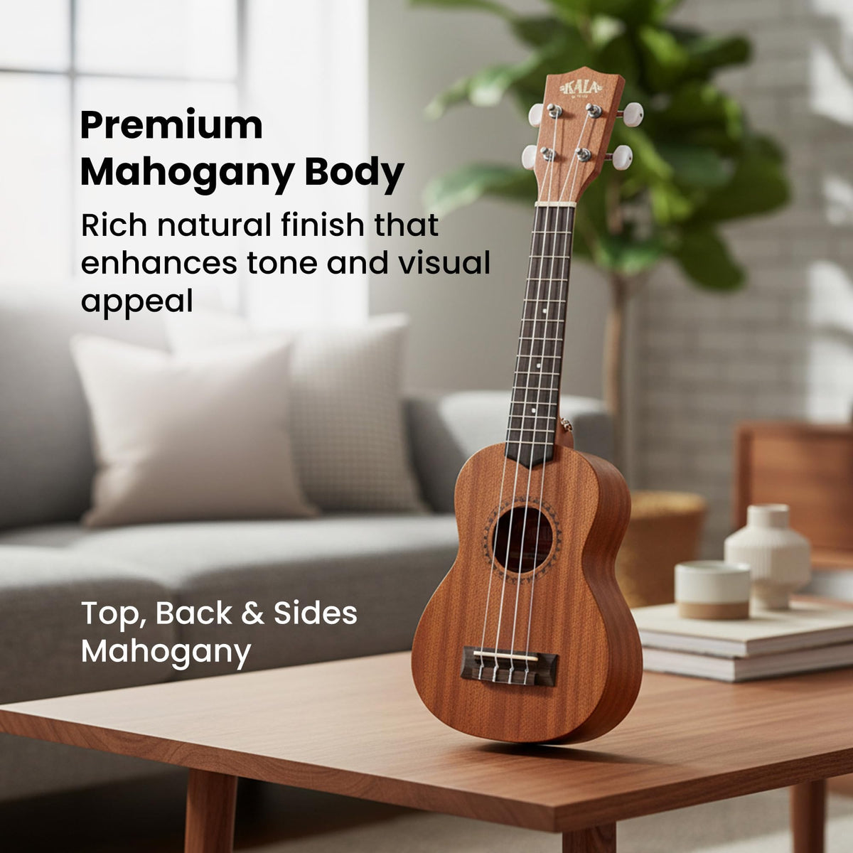 Kala KA-15S Satin Mahogany Soprano Ukulele w/ Hard Case