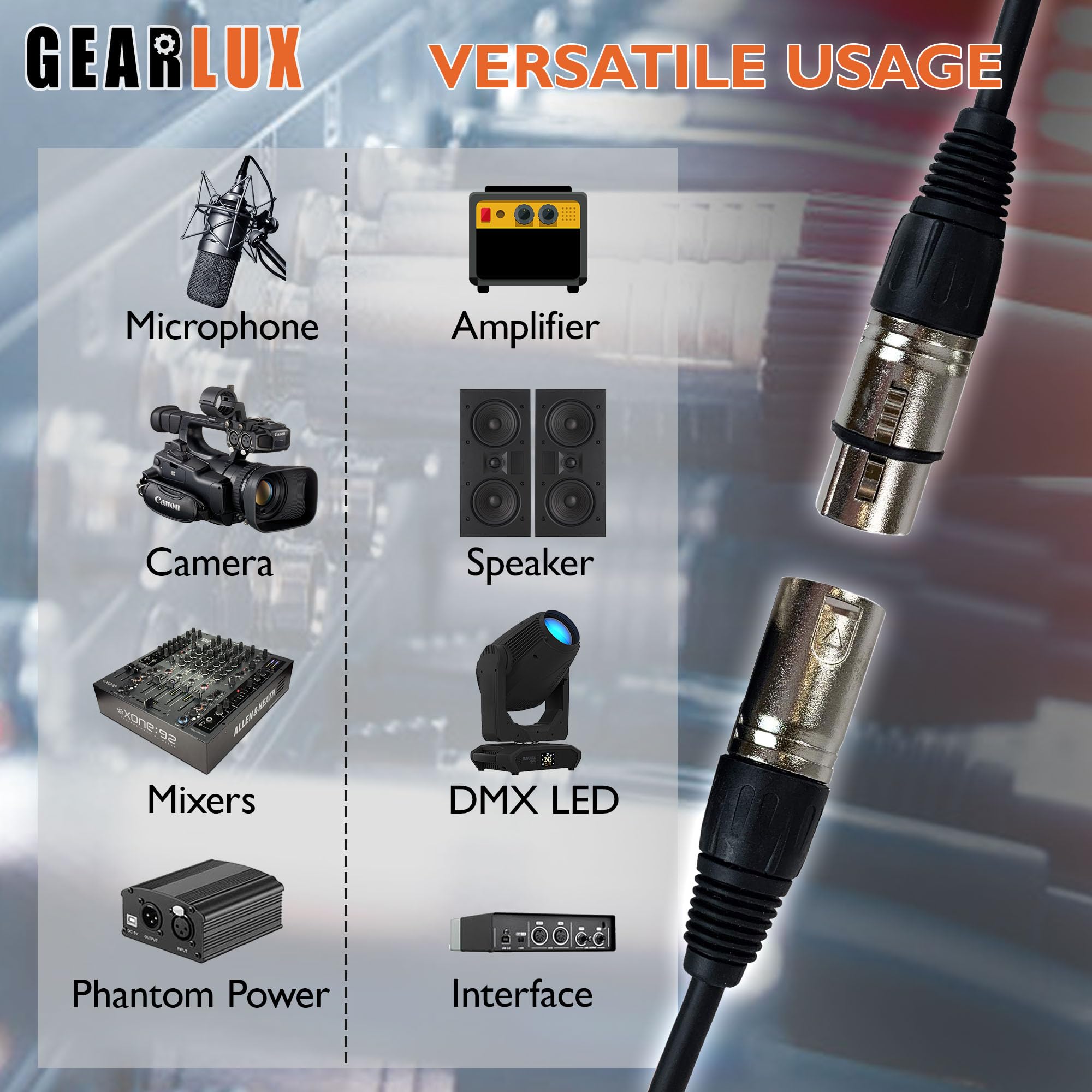 Gearlux 25-Foot 3-Pin Male-to-Female DMX Cable - 4 Pack