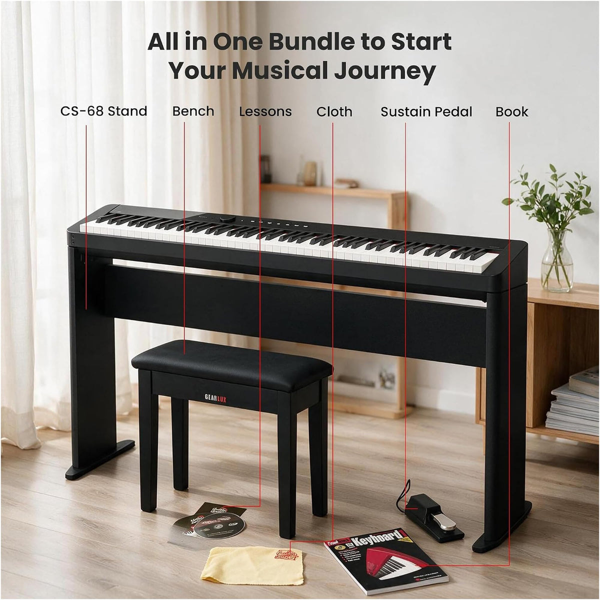 Casio PX-S1100 Privia Slim Digital Piano - Black w/ CS-68 Stand