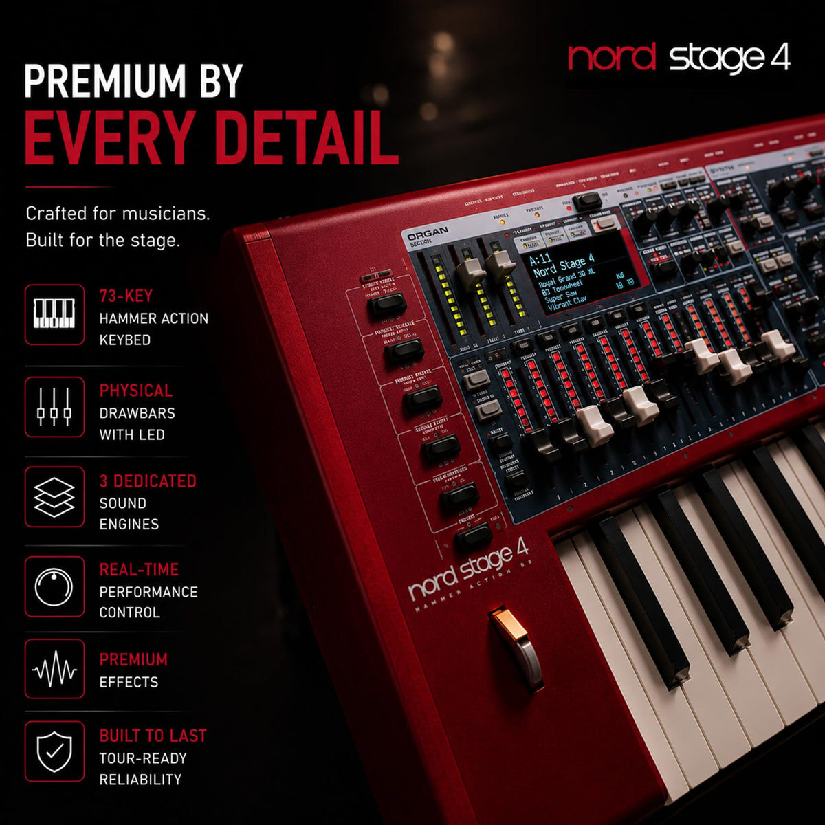 Nord Stage 4 HA73 Digital Piano w/ Adjustable Stand
